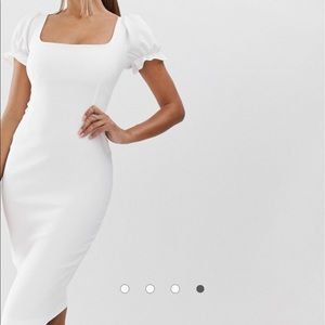Asos - Vesper Bodycon with blouson sleeve in white